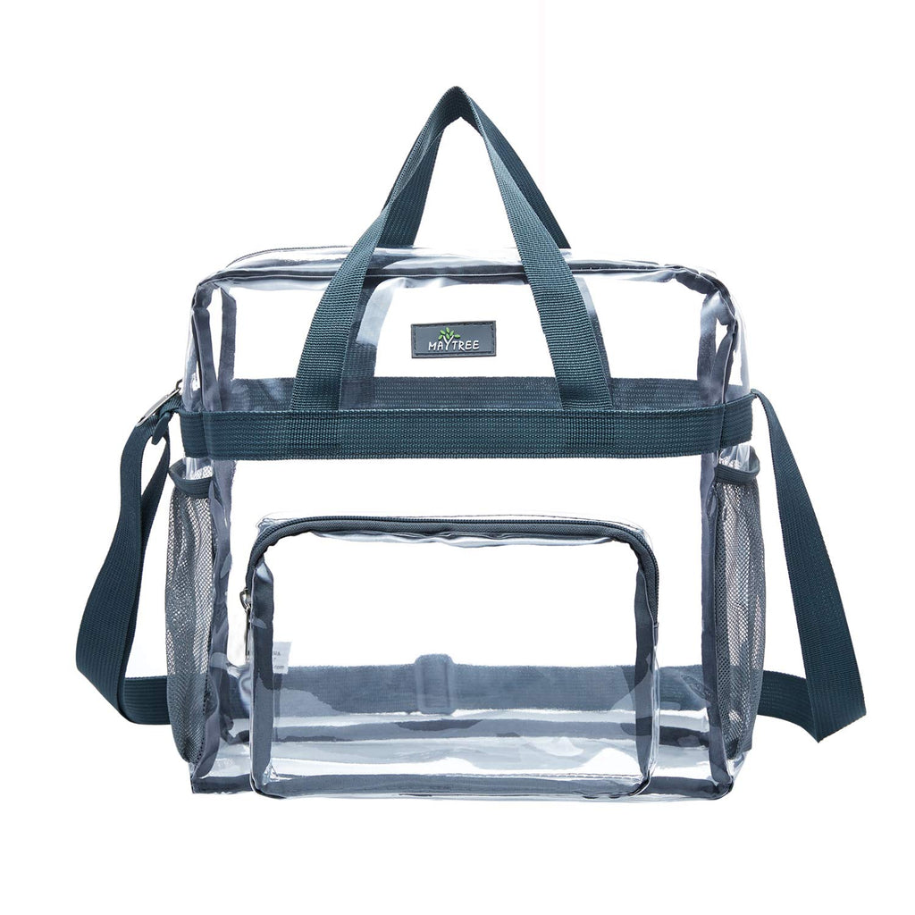 MAY TREE Clear Bag Stadium Approved, Cold-Resistant, Lightweight and Waterproof, Transparent Tote Bag and Gym Clear Bag, See Through Tote Bag for Work, Sports Games and Concerts-12 x12 x6 (Gray) - backpacks4less.com