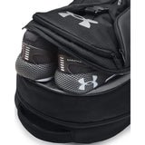 Under Armour Adult Hustle Pro Backpack , Black (001)/Metallic Silver , One Size Fits All