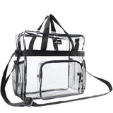 MAY TREE Clear Bag Stadium Approved, Cold-Resistant, Lightweight and Waterproof, Transparent Tote Bag and Gym Clear Bag, See Through Tote Bag for Work, Sports Games and Concerts-12 x12 x6 (Black-L) - backpacks4less.com