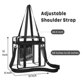 iSPECLE Clear Bag, Clear Tote Bag NFL Stadium Approved for Concert, Sport Football Games, Works, Shoulder Strap for Women Men 12 x 12 x 6 inch Black - backpacks4less.com