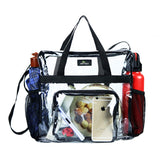 MAY TREE Clear Bag Stadium Approved, Cold-Resistant, Lightweight and Waterproof, Transparent Tote Bag and Gym Clear Bag, See Through Tote Bag for Work, Sports Games and Concerts-12 x12 x6 (Black-L) - backpacks4less.com