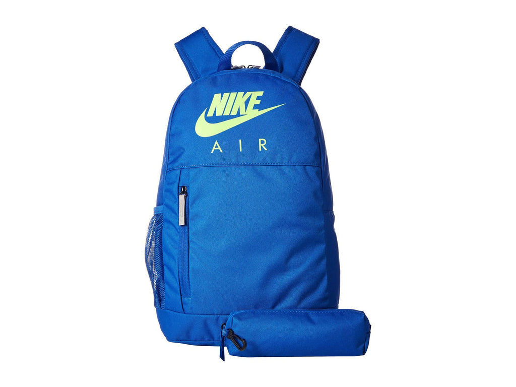 blue and green nike backpack user
