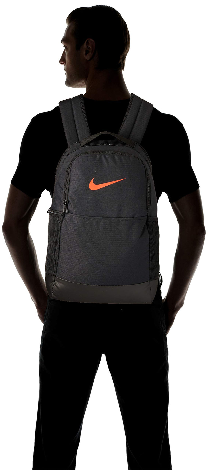 Nike Nike Brasilia Medium Backpack - 9.0, Black/Black/Habanero Red, Misc - backpacks4less.com