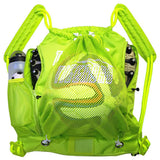 Tigerbro Soccer Backpack Basketball Sackpack with Detachable Mesh Sack Green Football Gear Bag with Nylon Ball Holder Shoe Compartment Waterproof for Boys Girls Women Men
