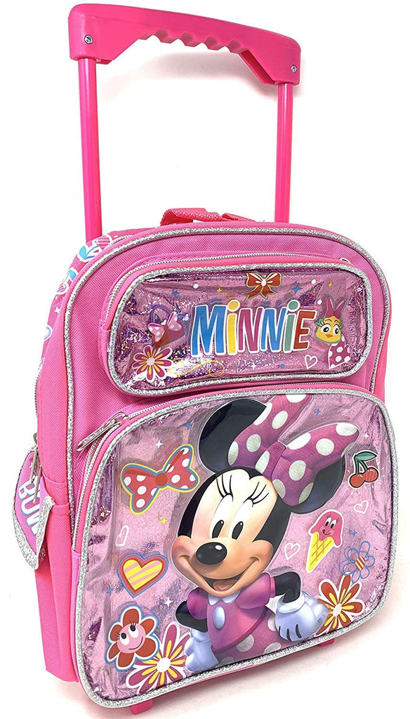Disney mini Minnie Mouse Medium Rolling Backpack, lunch Box and fashion glasses School Set - - backpacks4less.com