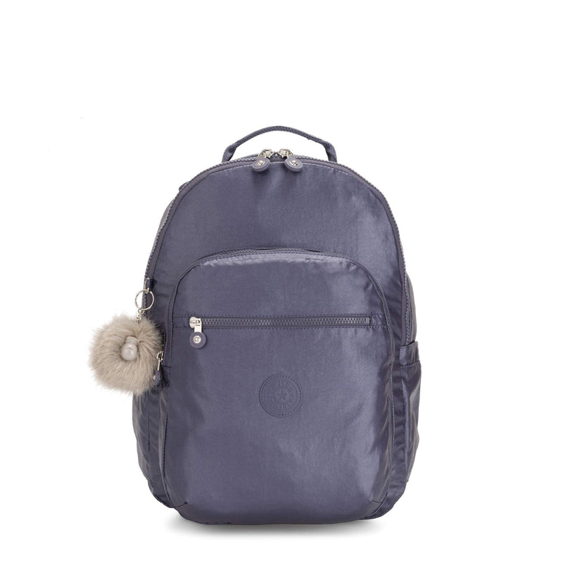 Kipling Seoul Large 15" Laptop Metallic Backpack Enchanted Purple Metallic - backpacks4less.com