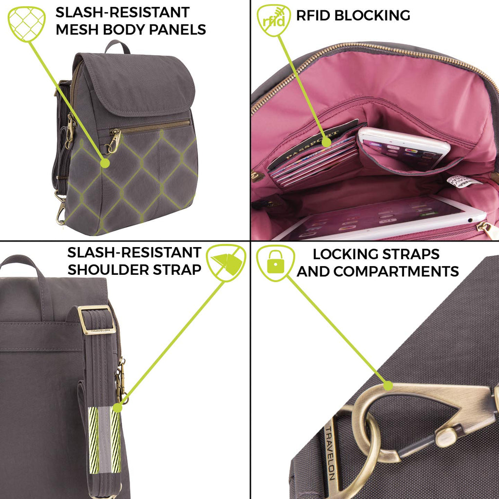 Travelon Anti-theft Signature Slim Backpack, Ruby - backpacks4less.com