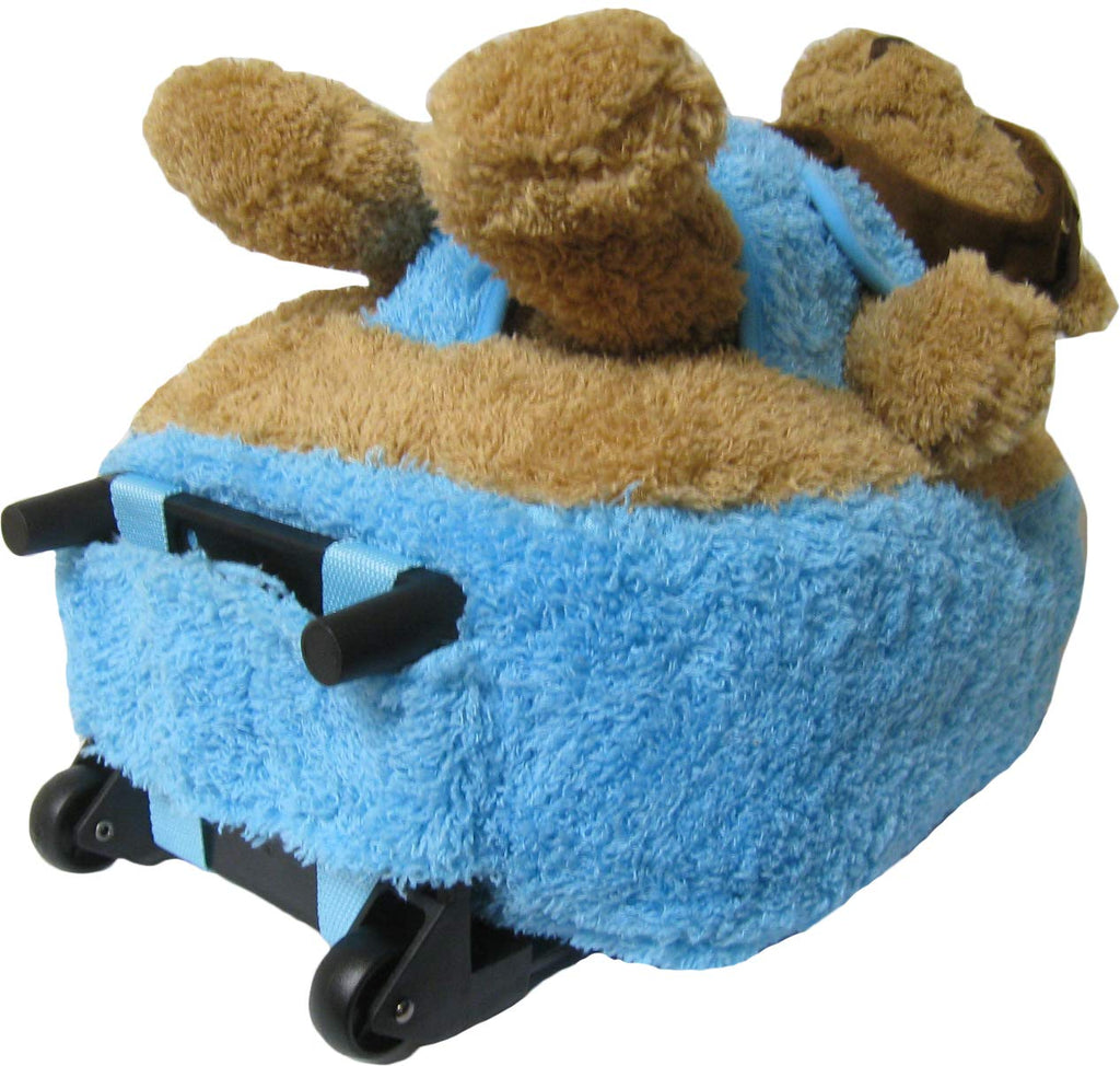 Kreative Kids Adorable Aviator Pilot Bear Rolling Backpack w/Removable Stuffed Toy & Wheels - backpacks4less.com