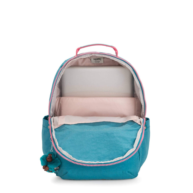 Kipling Seoul Large 15" Laptop Backpack Turquoise Sea - backpacks4less.com