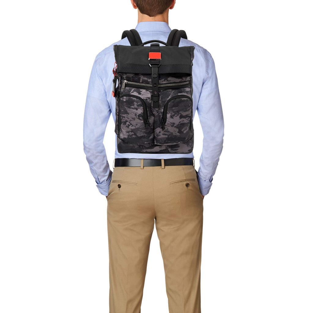 Tumi Men's Alpha Bravo London Roll Top Backpack, Charcoal Restoration, –