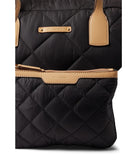 Anne Klein Quilted Nylon Duffle, Black/Warm Sand/Black-White Webbing