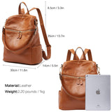 BOYATU Convertible Genuine Leather Backpack Purse for Women Fashion Travel Bag Caramel - backpacks4less.com