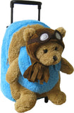 Kreative Kids Adorable Aviator Pilot Bear Rolling Backpack w/Removable Stuffed Toy & Wheels - backpacks4less.com