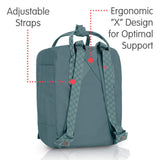 Fjallraven - Kanken Mini Classic Backpack for Everyday, Frost Green/Chess Pattern - backpacks4less.com