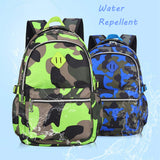 Ladyzone Camo School Backpack Lightweight Schoolbag Travel Camp Outdoor Daypack Bookbag for Your Children (Camouflage Blue（NS）) - backpacks4less.com