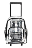 Rolling Clear Backpack Heavy Duty Bookbag Quality See Through Workbag Travel Daypack Transparent School Book Bags with Wheels Black