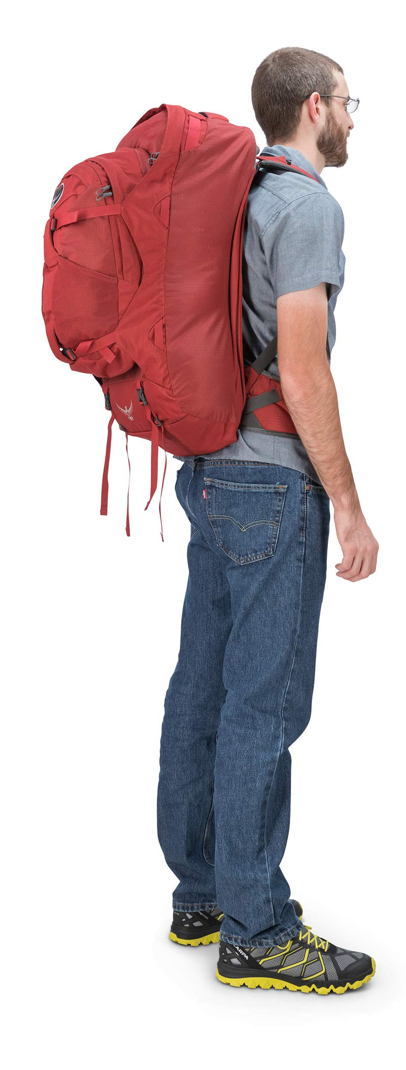Osprey Packs Farpoint 55 Men's Travel Backpack, Jasper Red, Small/Medium - backpacks4less.com
