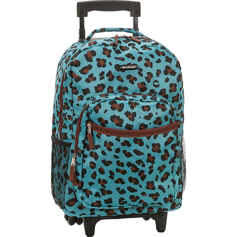 Rockland Luggage 17 Inch Rolling Backpack, Leopard Blue - backpacks4less.com