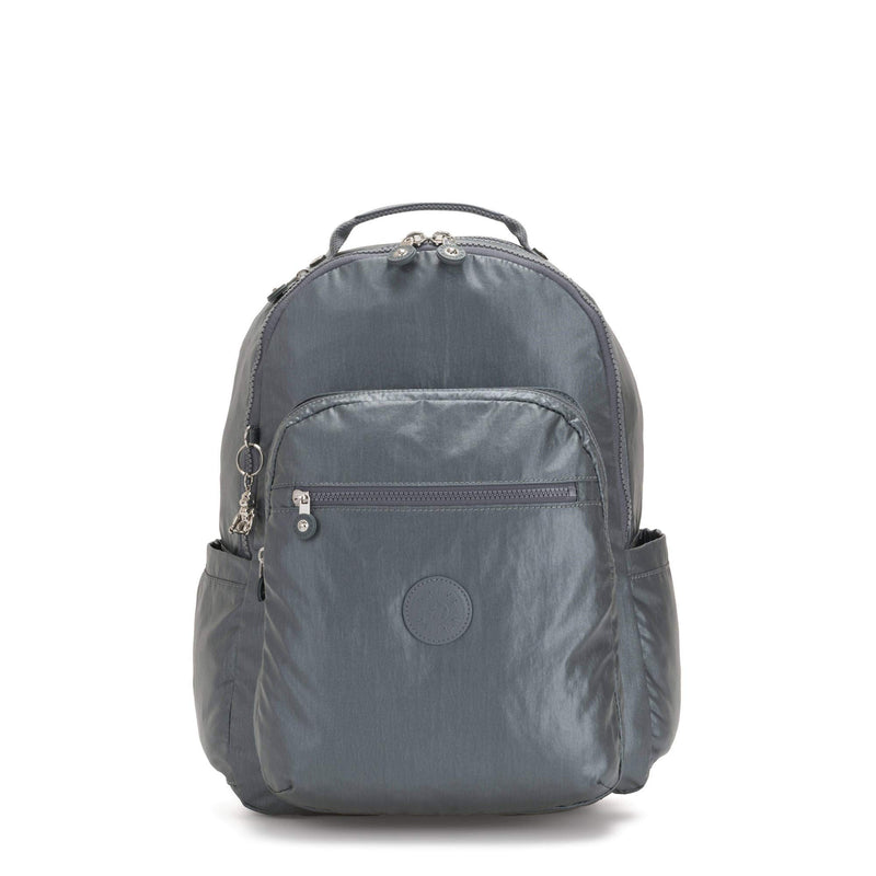Kipling Seoul Large 15" Laptop Metallic Backpack Steel Gr Metal - backpacks4less.com