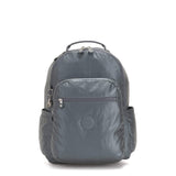 Kipling Seoul Large 15" Laptop Metallic Backpack Steel Gr Metal - backpacks4less.com