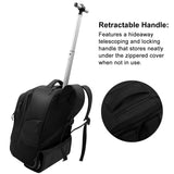 Rolling Backpack,Wheeled Laptop Backpack for Travel,Freewheel Carryon Trolley Luggage Suitcase Compact Business Bag,Wheeled Rucksack Student Computer Trolley Carry Luggage Fits 15.6Inch Laptop - Black - backpacks4less.com