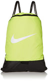 Nike Brasilia Training Gymsack, Drawstring Backpack with Zipper Pocket and Reinforced Bottom, Volt/Volt/Black