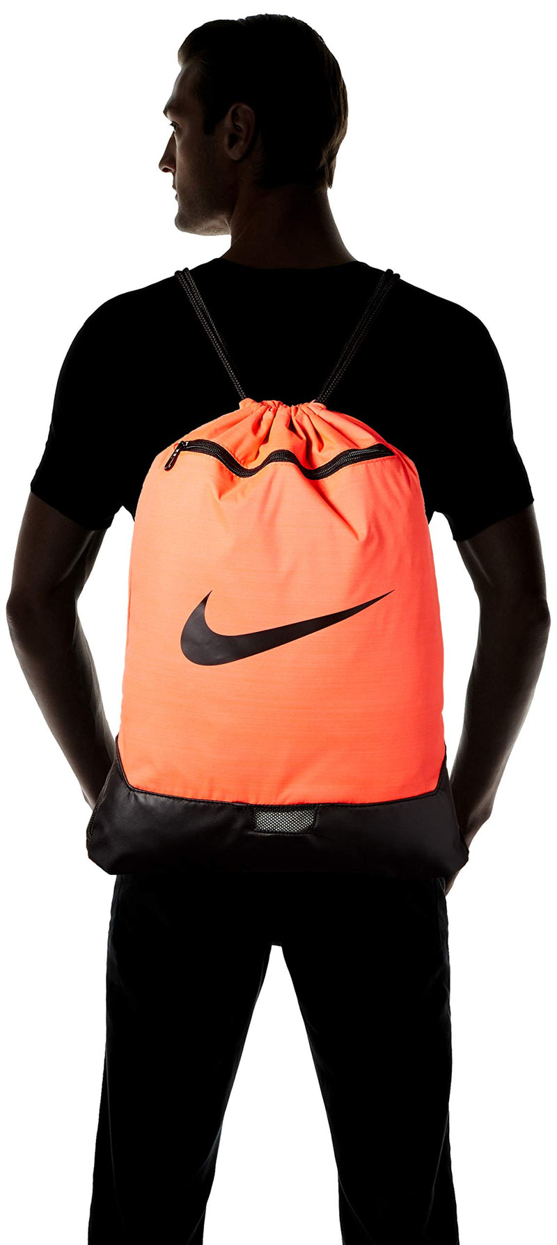 Nike Brasilia Training Gymsack, Drawstring Backpack with Zipper Pocket and Reinforced Bottom, Bright Crimson/Bright Crimson - backpacks4less.com
