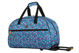 LUCAS Designer Carry On Luggage Collection - Lightweight Pattern 22 Inch Duffel Bag- Weekender Overnight Business Travel Suitcase with 2- Rolling Spinner Wheels (HEART FIELD BLUE, 22in)