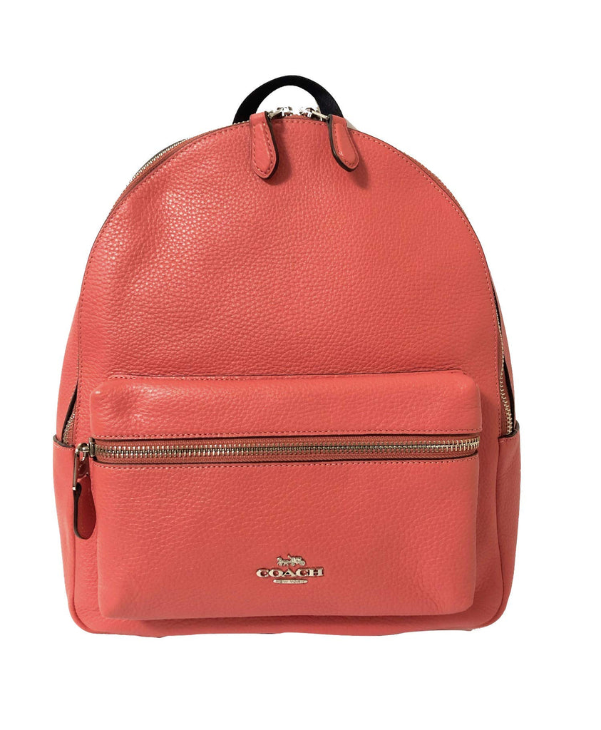 Coach F30550 Medium Charlie Backpack (SV/Coral) Coach F30550 Medium Charlie Backpack (SV/Coral)