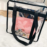 iSPECLE Clear Bag, Clear Tote Bag NFL Stadium Approved for Concert, Sport Football Games, Works, Shoulder Strap for Women Men 12 x 12 x 6 inch Black - backpacks4less.com