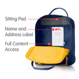 Fjallraven - Kanken Mini Classic Backpack for Everyday, Navy/Warm Yellow - backpacks4less.com