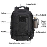 Military Expandable Travel Backpack Tactical Waterproof Work Backpack for Men(BLACK) - backpacks4less.com