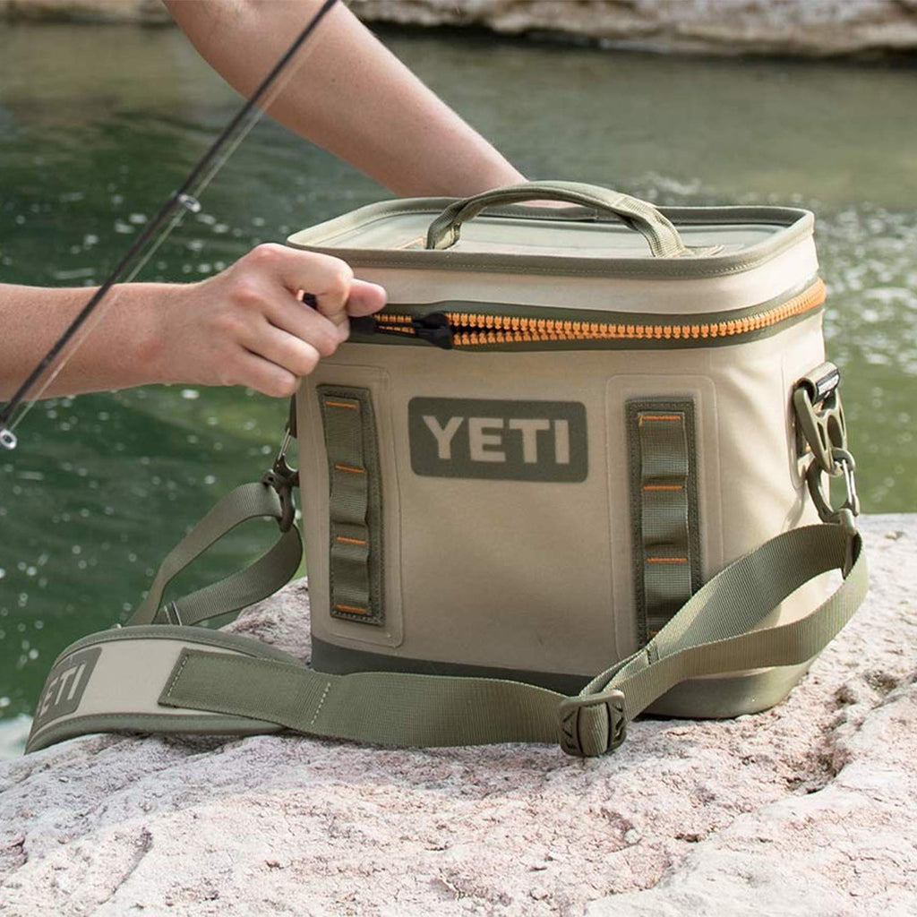 YETI Hopper Flip 8 Portable Cooler, Field Tan/Blaze Orange–