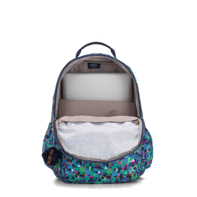 Kipling Seoul Go Large Printed Laptop 15" Backpack Neon Frills - backpacks4less.com