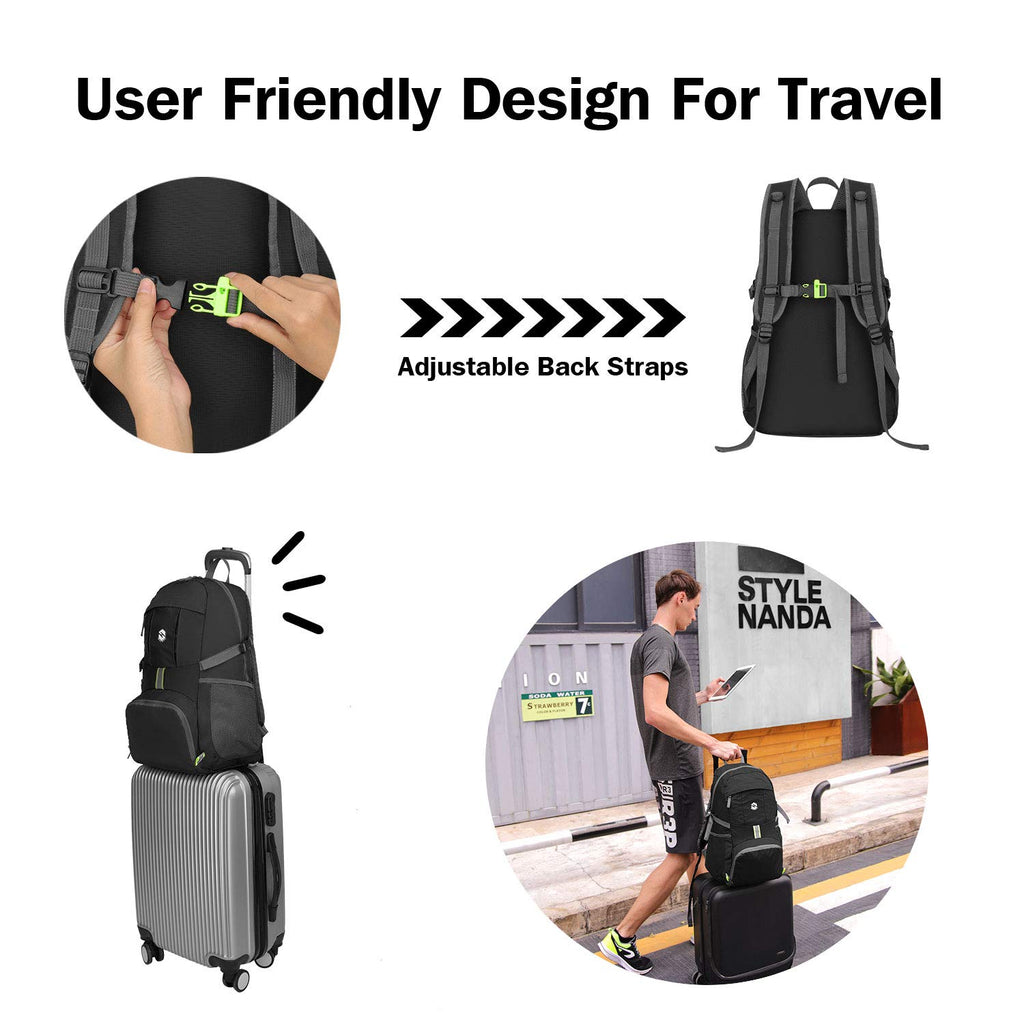 backpack waterproof lightweight packable backpacks for travel hiking daypack OlarHike Lightweight Travel Backpack, 35L Water Resistant Packable Traveling /Hiking Backpack Daypack for Men & Women, Multipurpose Use, Black