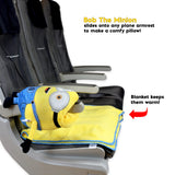 Roamwild Universal Despicable Me Bob Minions Kids Travel Pillow and Travel Blanket Set – Soft Plush Armrest Buddy Transforms Any Armrest Into a Comfy Childs Pillow for Travelling