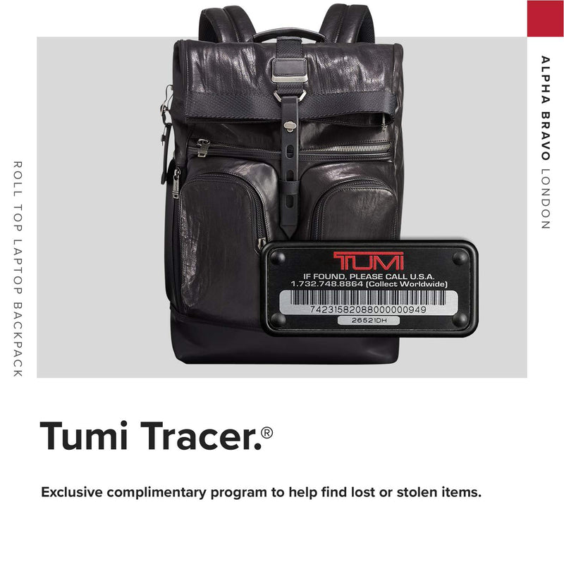 TUMI - Alpha Bravo London Roll Top Leather Laptop Backpack - 15 Inch Computer Bag for Men and Women - Black - backpacks4less.com