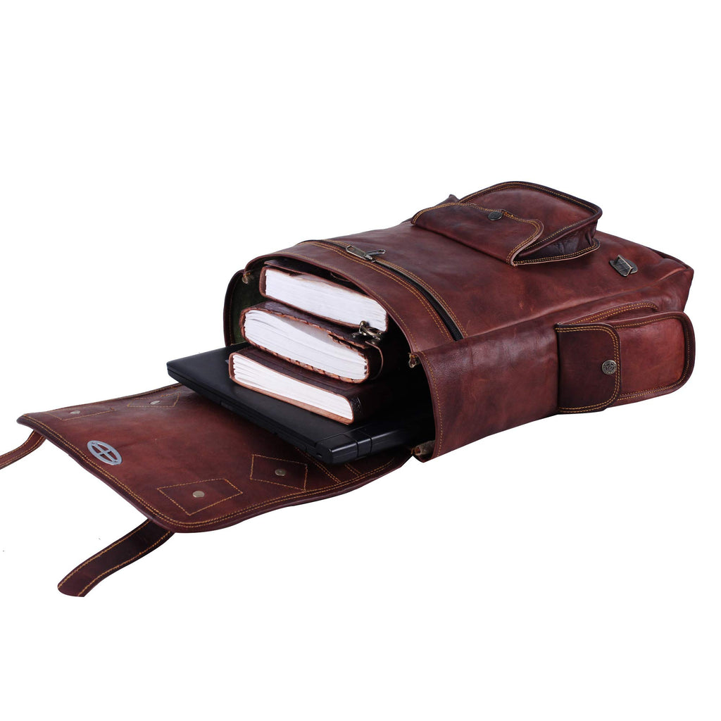Handmade 16 Inch Brown Leather Backpack For Men Vintage Easy Open Push Lock Genuine leather backpack for women Handmade 16 Inch Brown Leather Backpack For Men Vintage Easy Open Push Lock Genuine leather backpack for women