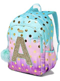 Justice School Backpack Dot Ombre Foil Letter Initia (S) - backpacks4less.com