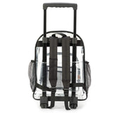 Rolling Clear Backpack Heavy Duty Bookbag Quality See Through Workbag Travel Daypack Transparent School Book Bags with Wheels Black - backpacks4less.com