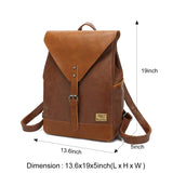 Zebella Vintage Vegan Leather Backpack for Women Men,Brown Faux Leather Laptop Backpack College School Bookbag Travel Daypack - backpacks4less.com