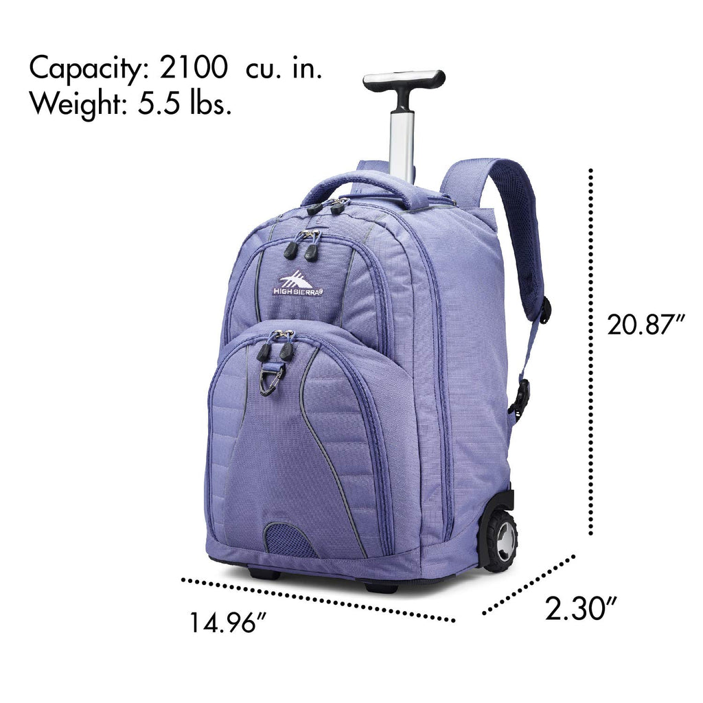 High Sierra Freewheel Wheeled Laptop Backpack, 15-inch Student Laptop Backpack Purple Smoke