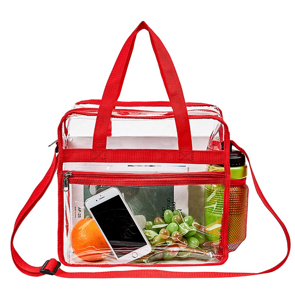 Clear Bag Stadium Approved,NCAA NFL&PGA Security Approved Clear Tote Bag with Multi-Pockets and Adjustable Shoulder Strap,Perfect for Work, School, Sports Games and Concerts-12" x 12" x 6" - backpacks4less.com
