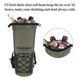 Buffalo Gear Portable Insulated Backpack Cooler Bag - Hands-Free and Collapsible, Waterproof and Soft-Sided Cooler Backpack for Hiking, Picnics,Camping, Fishing - Army Green,35 Liters,30 Can - backpacks4less.com