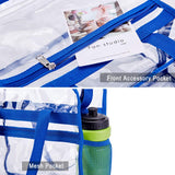Clear Bag Stadium Approved,Multi-Pockets Clear Tote Bag with Adjustable Shoulder Strap,Perfect for Work, School, Sports Games and Concerts-12 X12 X6(Blue) - backpacks4less.com