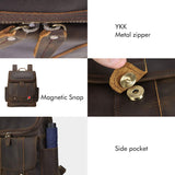 Texbo Vintage Full Grain Cowhide Leather 15.6 Inch Laptop Backpack Shoulder Travel School Bag with YKK Metal Zippers (Dark Brown (Version 2019)) - backpacks4less.com