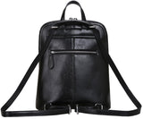 Heshe Women's Vintage Leather Backpack Casual Daypack for Ladies and Girls (Black) - backpacks4less.com