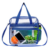 Clear Bag Stadium Approved,Multi-Pockets Clear Tote Bag with Adjustable Shoulder Strap,Perfect for Work, School, Sports Games and Concerts-12 X12 X6(Blue) - backpacks4less.com