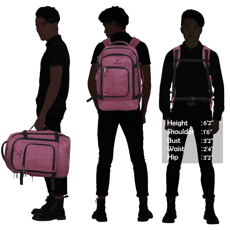 Hynes Eagle Travel Backpack 40L Flight Approved Carry on Backpack, Red Violet 2018 - backpacks4less.com