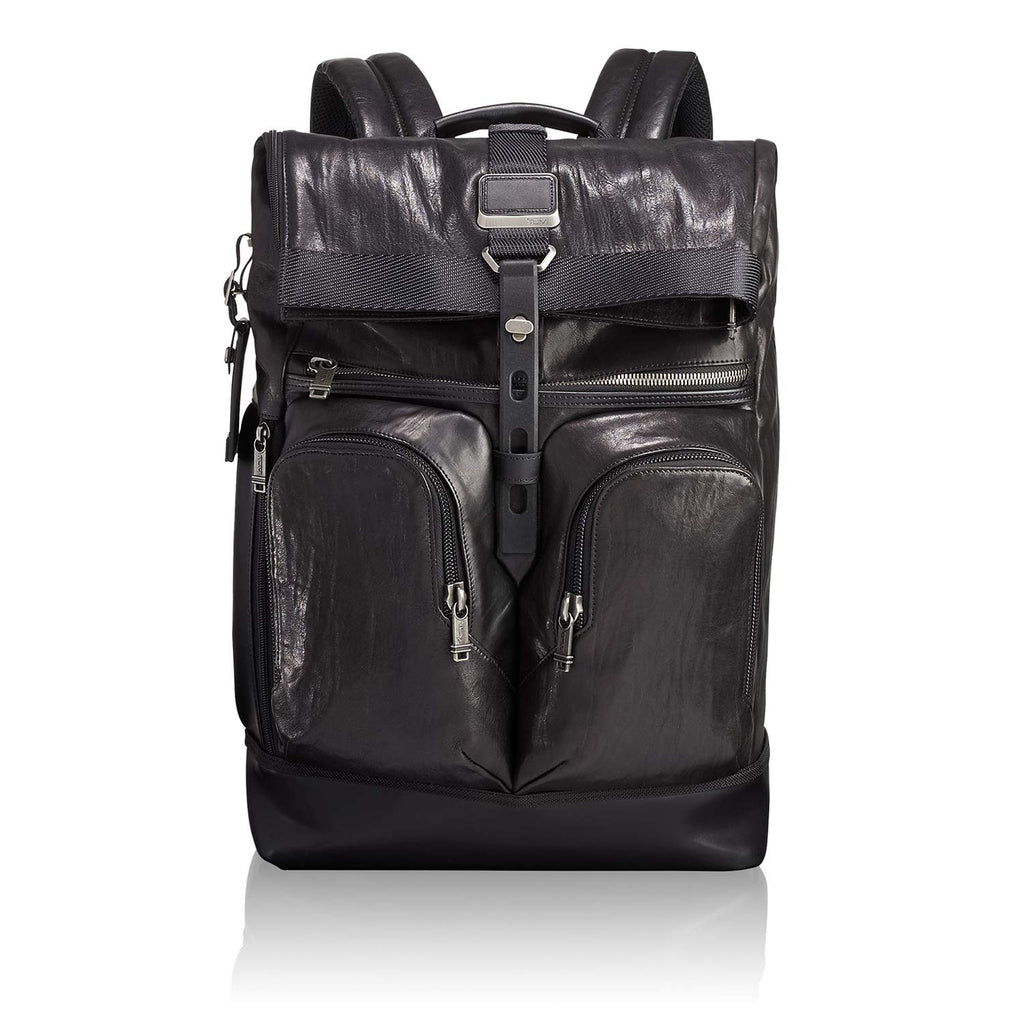 TUMI Alpha Bravo London Roll Top Leather Laptop Backpack 15